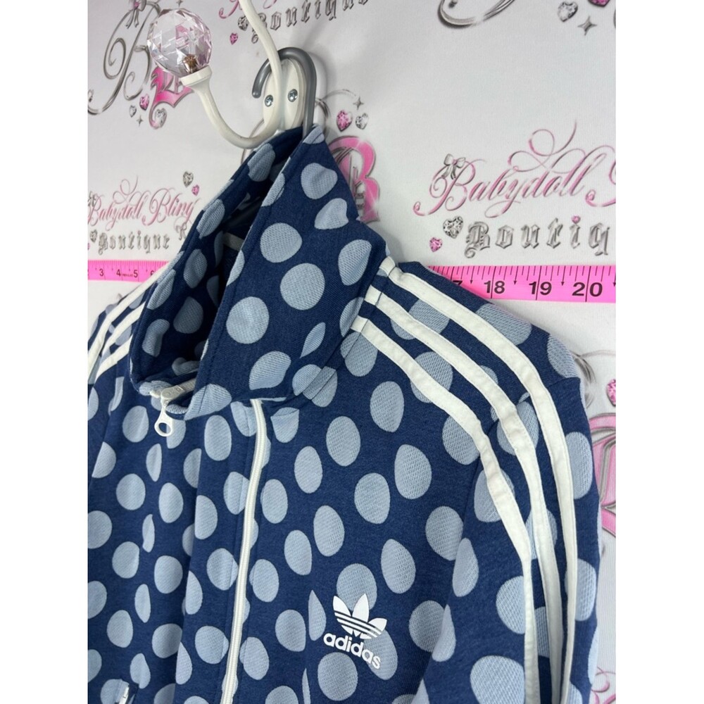 adidas sweater zip up dotted collared Navy and White Polka Dot Track Jacket - Picture 7 of 15